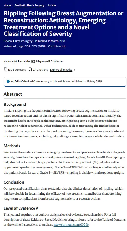 Breast Rippling: If Symptoms Appear, Do You Need Revision Surgery? (Advice from 20 Years of Research) — 본문 이미지