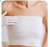 Close-up of an upper body wrapped in a compression band