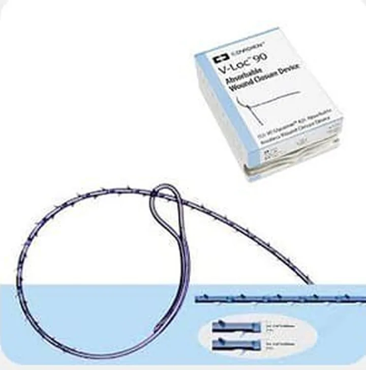 Covidien V-Loc 90 absorbable wound closure device package and suture