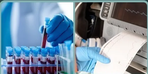 Blood sample collection and an ECG printout