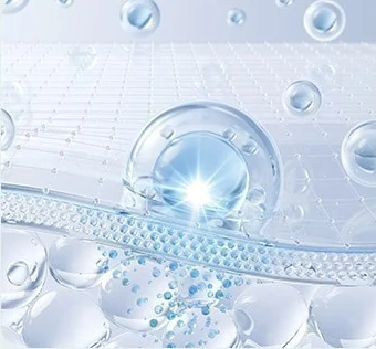 Biocompatibility image with water droplets and bubbles spreading