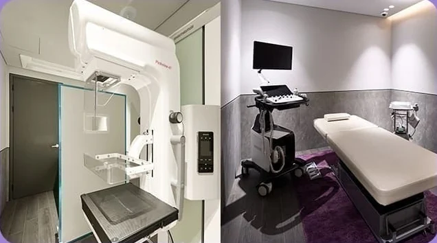 2F Breast Screening Center — mammography unit and ultrasound exam room