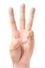 A hand holding up three fingers