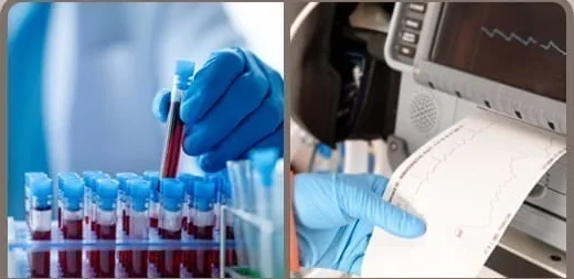 Blood sample collection and an ECG printout