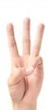 A hand holding up three fingers