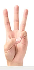 A hand holding up three fingers