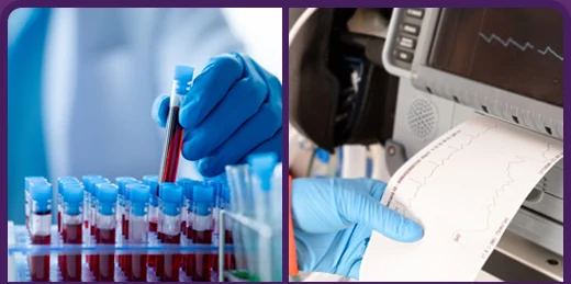 Blood sample testing and ECG testing
