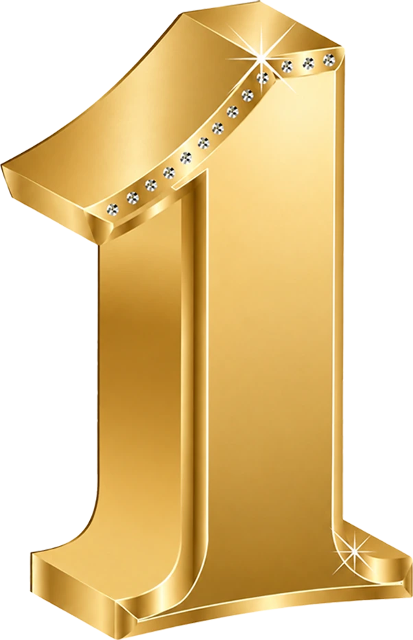 Golden number 1 studded with diamonds