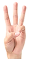 Hand holding up three fingers