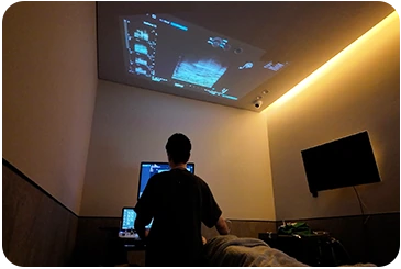 2F exam room, ceiling-projection breast ultrasound