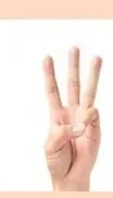 A hand holding up three fingers