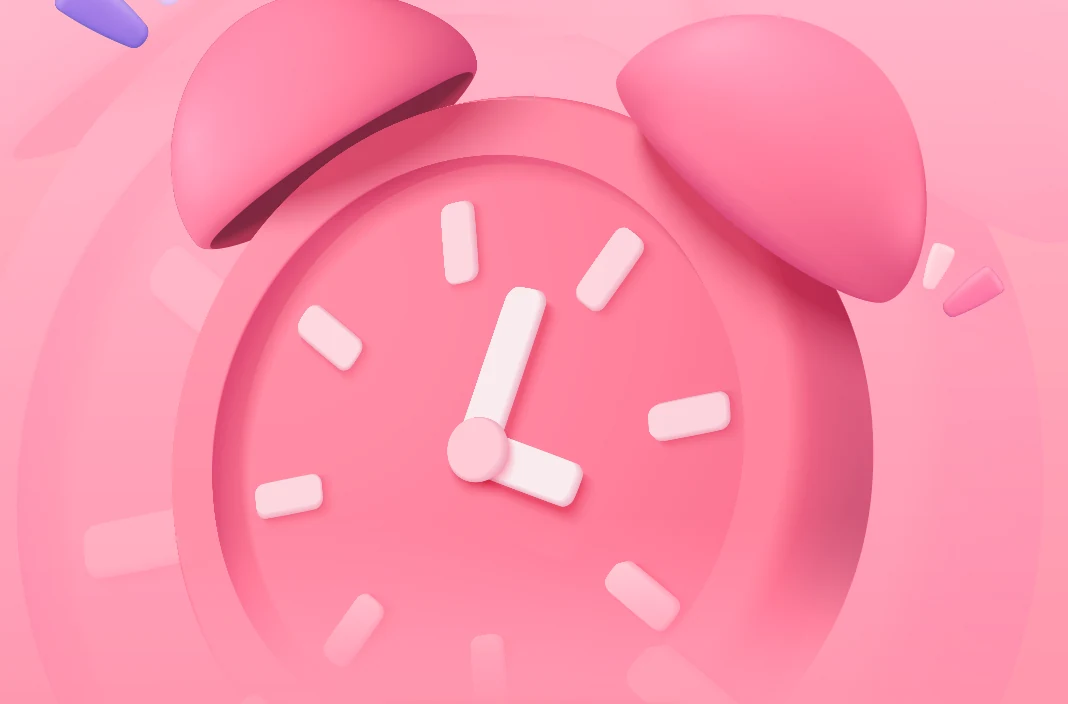 Pink 3D alarm clock illustration