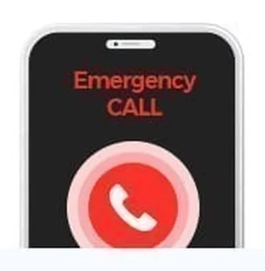 A phone with the Emergency CALL screen on